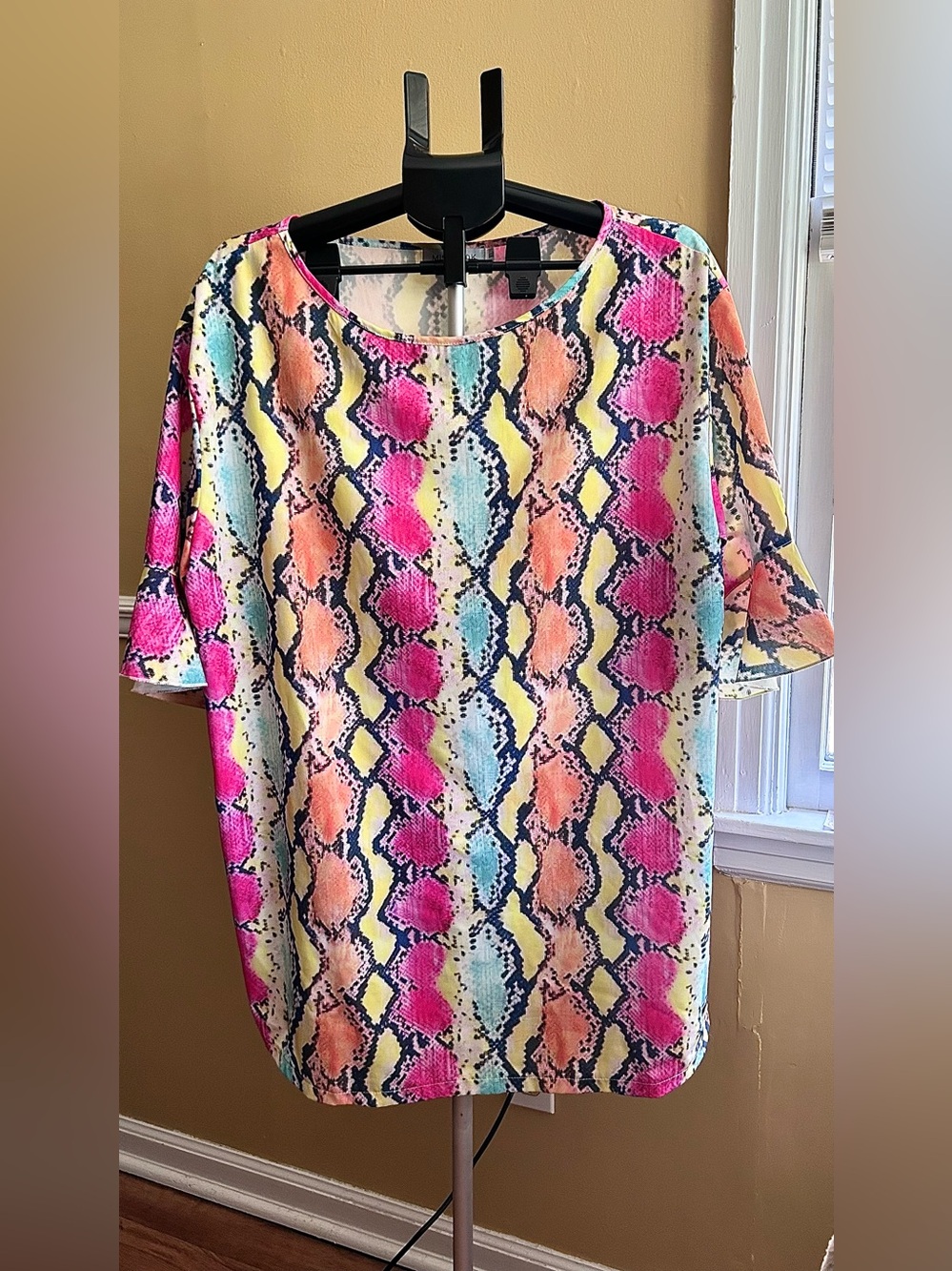 Misslook XL Short Ruffle Sleeve Snake Print Multicolor GUC